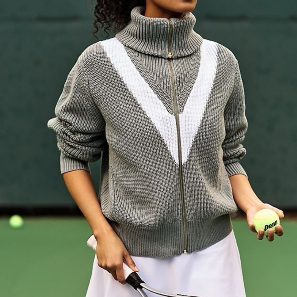 VARLY Ada Full Zip Through Knit Sweater oversize SZ XS - Picture 2 of 16